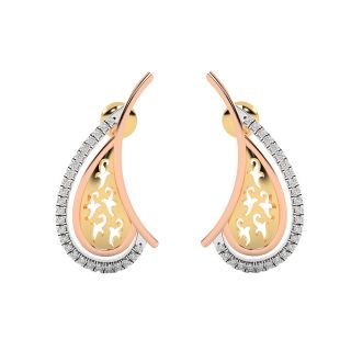 Tri Color Diamond Stud Earrings
