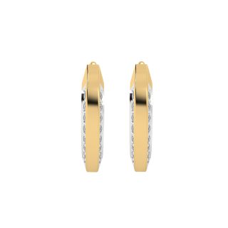 Gold Linear Diamond Bali Earrings