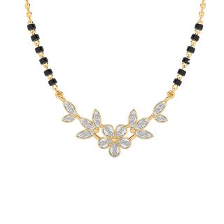 Flower Design Diamond Mangalsutra With Chain