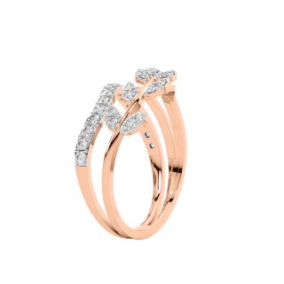 Gold Leafy Diamond Engagement Ring