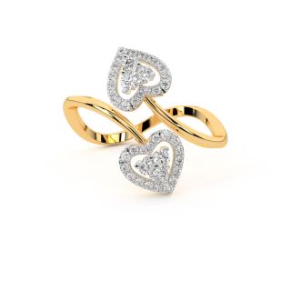 Golden Dual Heart Love Ring