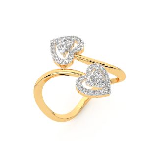 Golden Dual Heart Love Ring