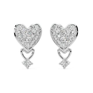 Loving Heart Drop Stud Earrings