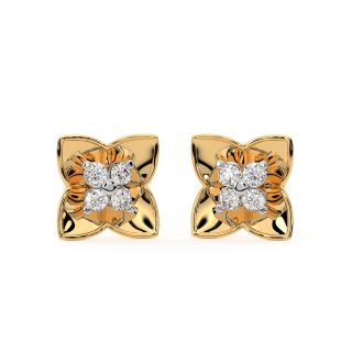 Bright Flower Diamond Stud Earrings