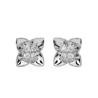 Bright Flower Diamond Stud Earrings