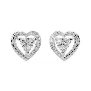 Heart Design Diamond Stud Earrings
