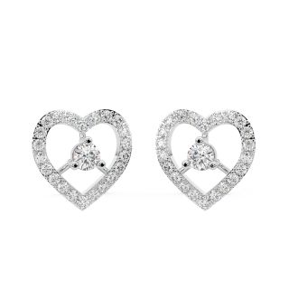 Heart Shape Diamond Stud Earrings