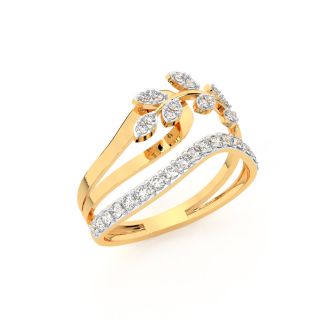 Gold Leafy Diamond Engagement Ring