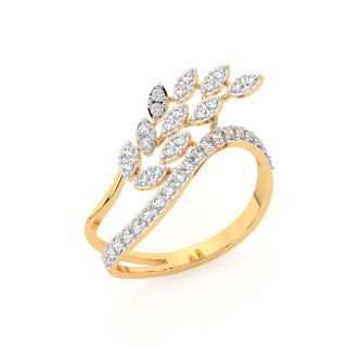 Charming Leave Diamond Ring