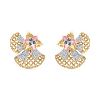 Jiyoni Round Diamond Stud Earrings