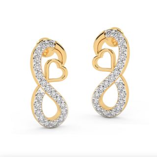 Heart Infinity Design Diamond Stud Earring
