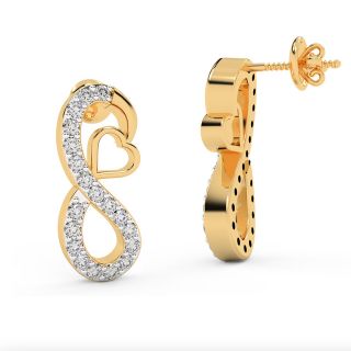 Heart Infinity Design Diamond Stud Earring