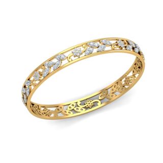 Aaradhya Leaves Design Diamond Bangle
