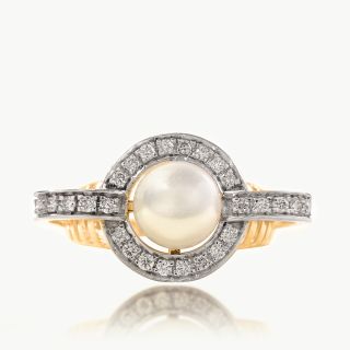Lunar Pearl Diamond Ring