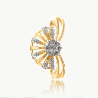 Half Moon Flower Diamond Ring