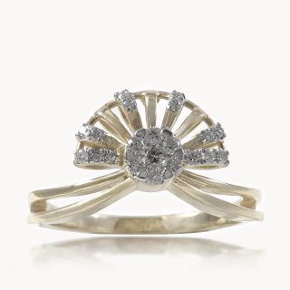 Half Moon Flower Diamond Ring