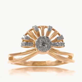 Half Moon Flower Diamond Ring