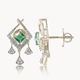 Green stone Drape Dangler