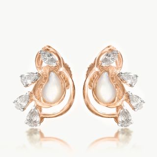 Pear Petal Swirl Diamond Studs