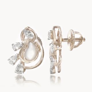 Pear Petal Swirl Diamond Studs