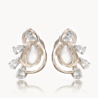 Pear Petal Swirl Diamond Studs