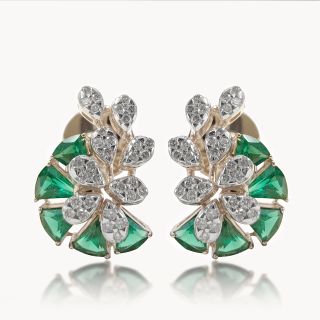 Peacock Whisper Diamond  Earrings