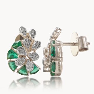 Peacock Whisper Diamond  Earrings