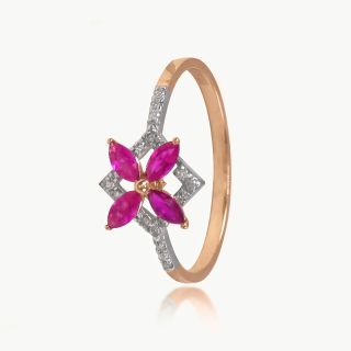 Red Diamond Floral Ring