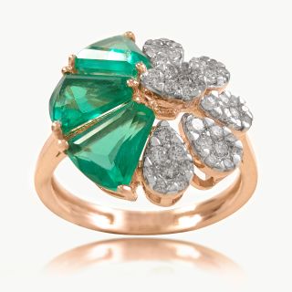 Green Flower Diamond Ring
