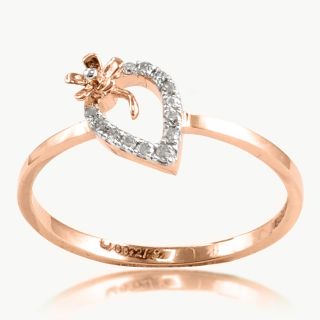 Ashmik Pear Design Diamond Flower Bow Ring