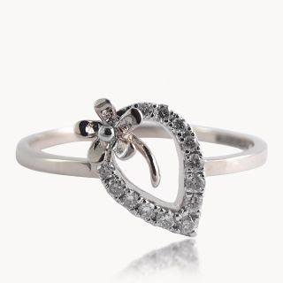 Ashmik Pear Design Diamond Flower Bow Ring