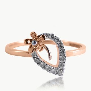 Ashmik Pear Design Diamond Flower Bow Ring