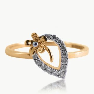Ashmik Pear Design Diamond Flower Bow Ring