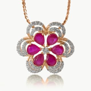 Ruby Studded Diamond Pendant