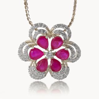 Ruby Studded Diamond Pendant