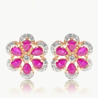 Ruby Studded Diamond Studs
