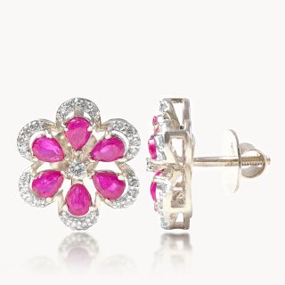 Ruby Studded Diamond Studs