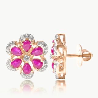 Ruby Studded Diamond Studs