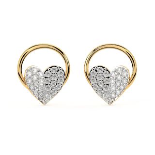 Hearty Round Diamond Stud Earrings