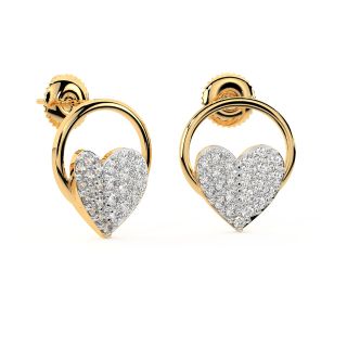 Hearty Round Diamond Stud Earrings