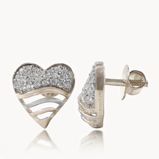 Wavy Heart Diamond Studs