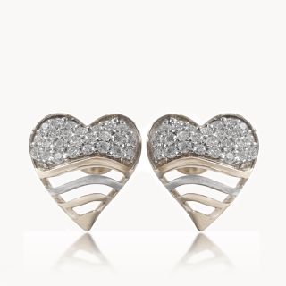 Wavy Heart Diamond Studs