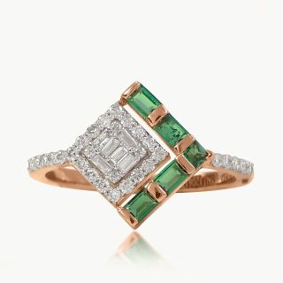 Green Stone Diamond Rings