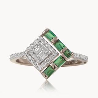 Green Stone Diamond Rings