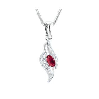 Aila Red Stone Gold and Diamond Pendant For Her