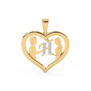 Inside Heart H Letter Diamond Pendant