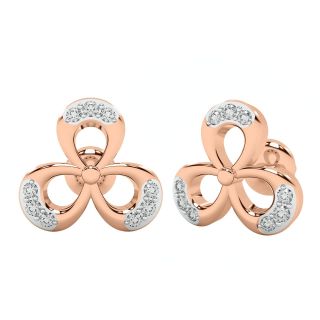 Acacia Flower Design Diamond Stud Earrings For Her