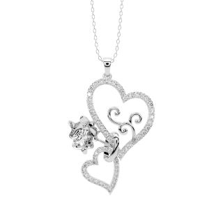 Hanging Twins Diamond Heart Pendant