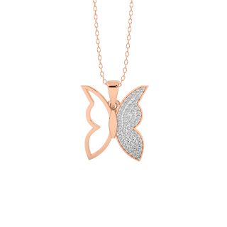 Monarch Butterfly Design Diamond Pendant