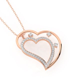 Dual Heart Shape Diamond Pendant